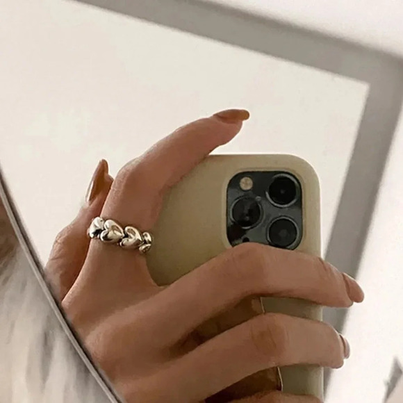 Minimalist 925 Sterling Silver Heart Wrap Ring Dainty Stackable Ring - Picture 4 of 6